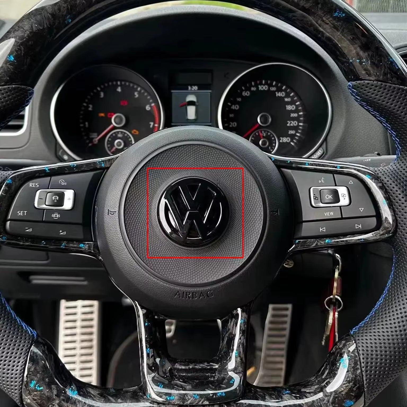Car Carbon Fiber Pattern Logo Steering Wheel Decoration Sticker Accessories for Golf 7 Rline Logo Black