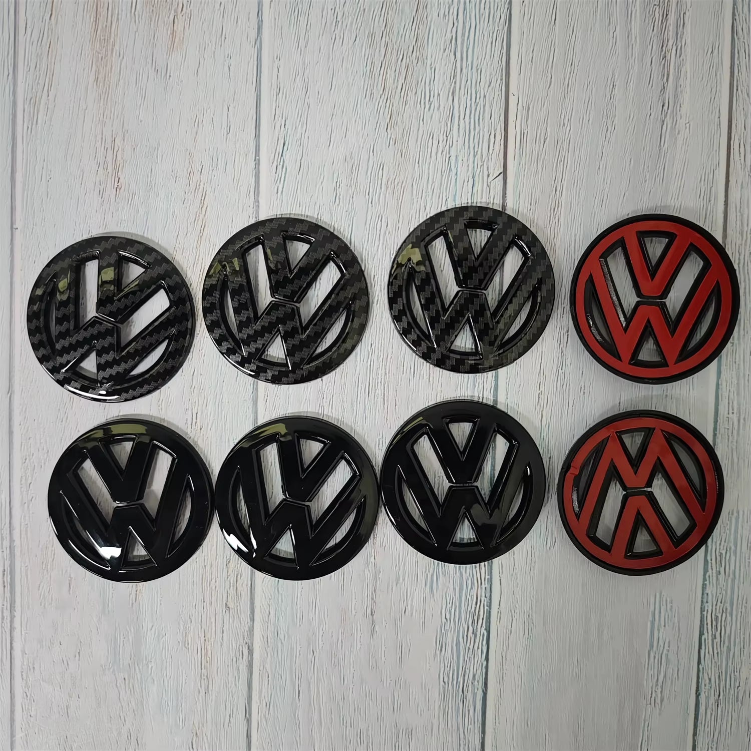 Car Carbon Fiber Pattern Logo Steering Wheel Decoration Sticker Accessories for Golf 7 Rline Logo Black