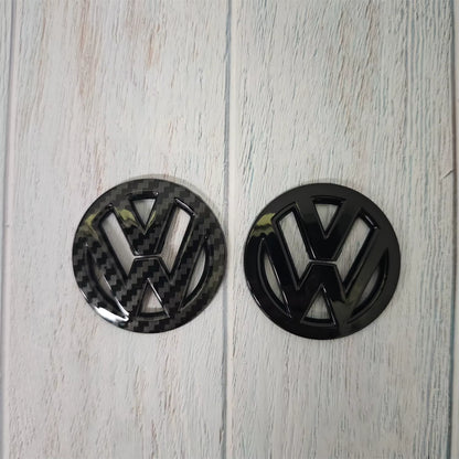 Car Carbon Fiber Pattern Logo Steering Wheel Decoration Sticker Accessories for Golf 7 Rline Logo Black