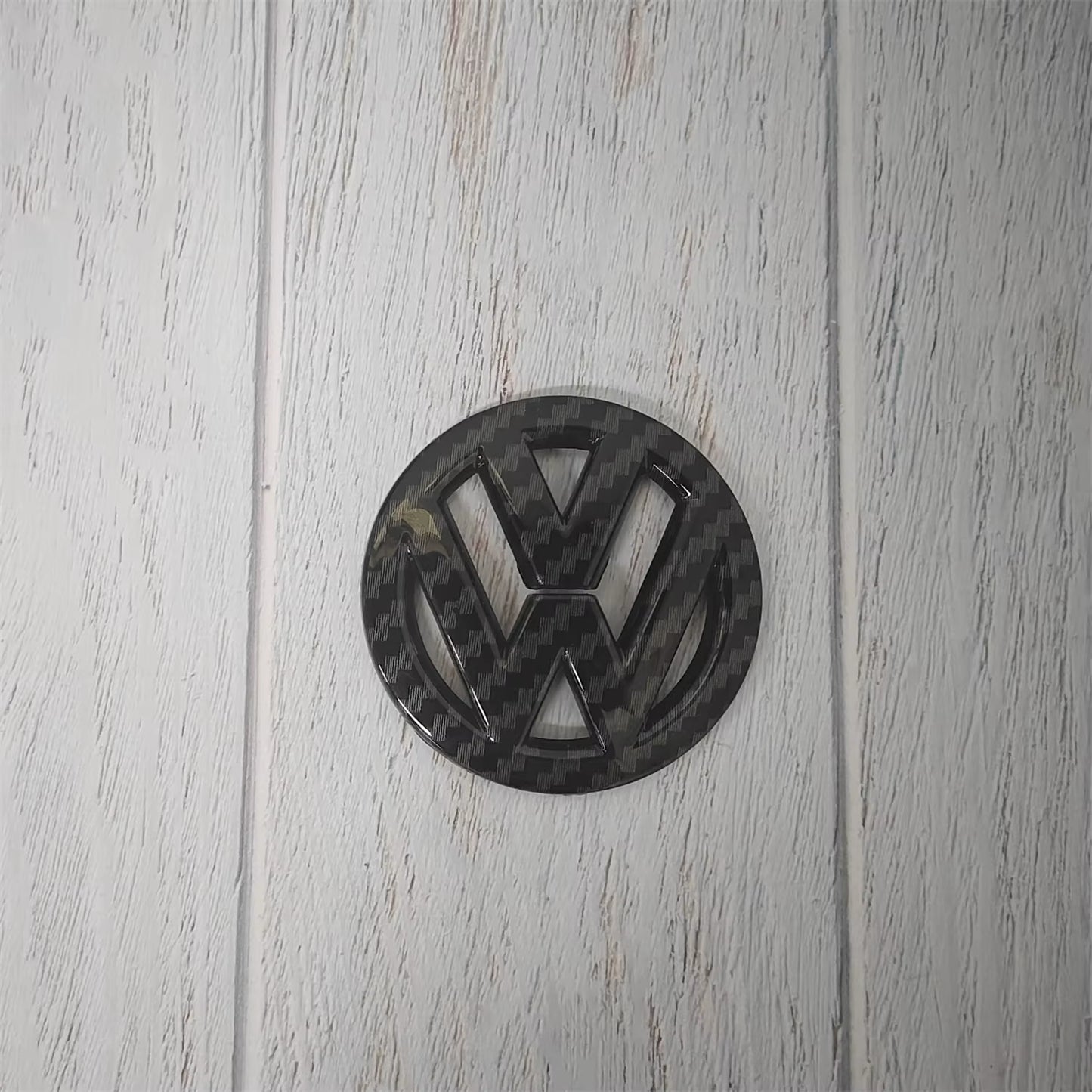 Car Carbon Fiber Pattern Logo Steering Wheel Decoration Sticker Accessories for Golf 7 Rline Logo Black