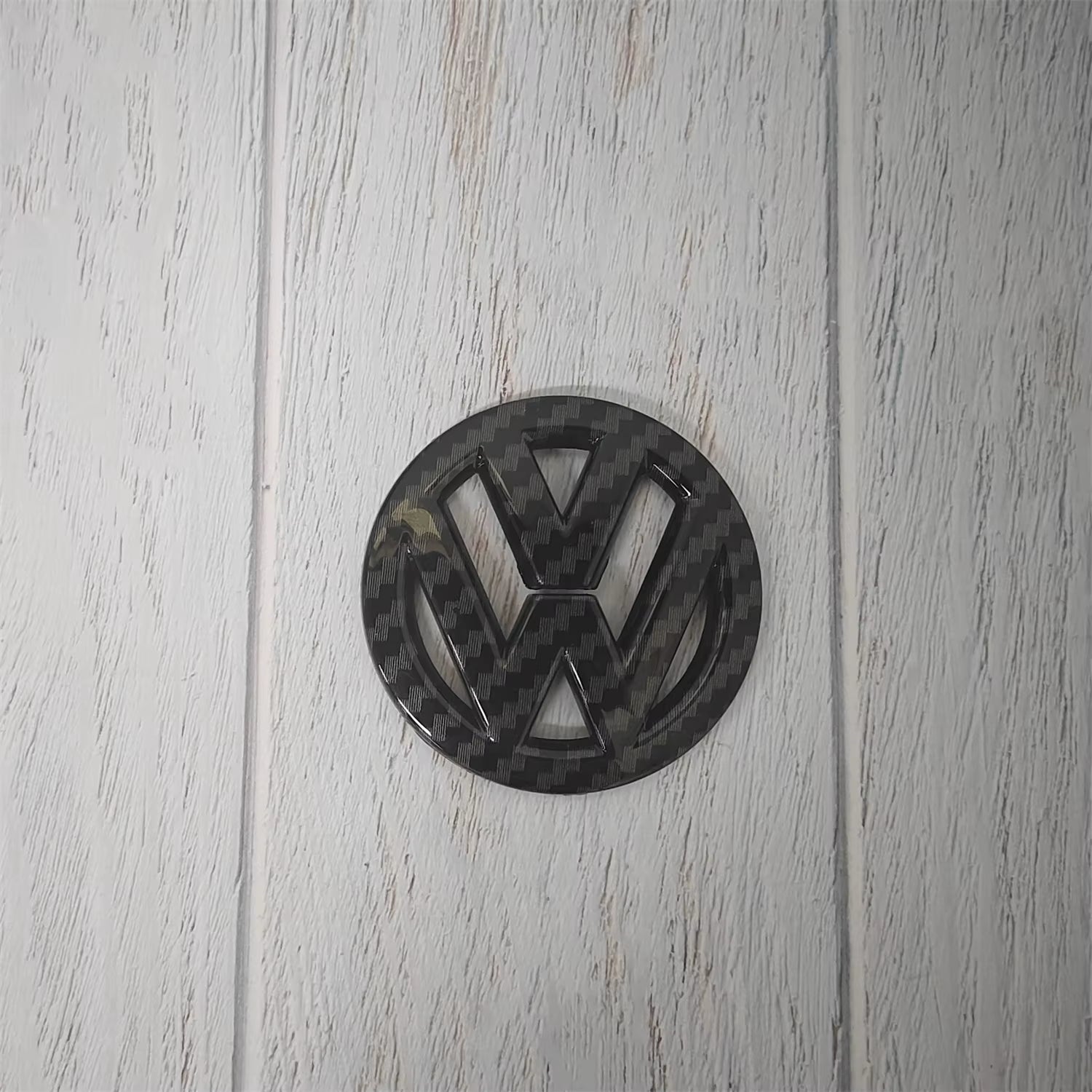 Car Carbon Fiber Pattern Logo Steering Wheel Decoration Sticker Accessories for Golf 7 Rline Logo Black
