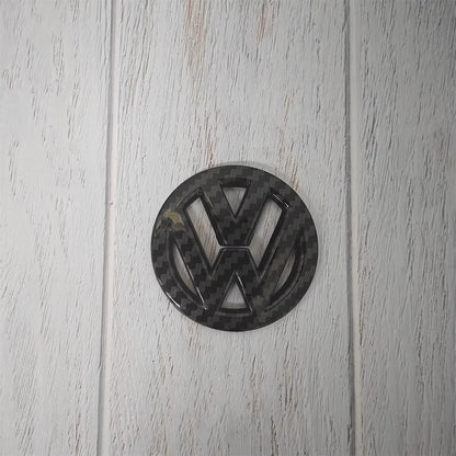 Car Carbon Fiber Pattern Logo Steering Wheel Decoration Sticker Accessories for Golf 7 Rline Logo Black