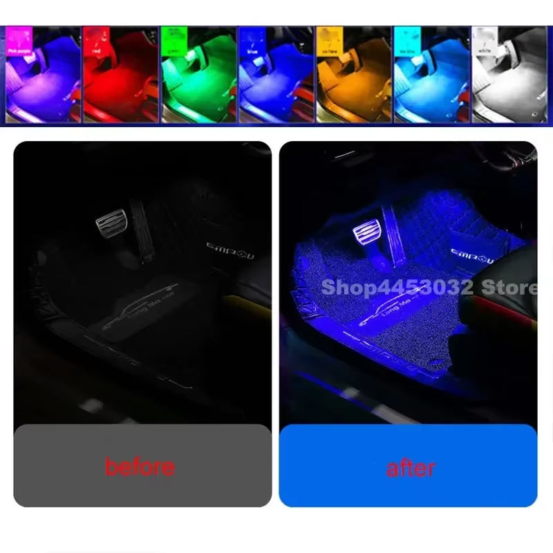 Car Foot Ambient Light RGB Led Lamp Usb for Seat Ibiza 6L 6L1 6J 6P 6P1 6J1 6P5 6J8 6P8 Wireless Remote APP Control Accessories