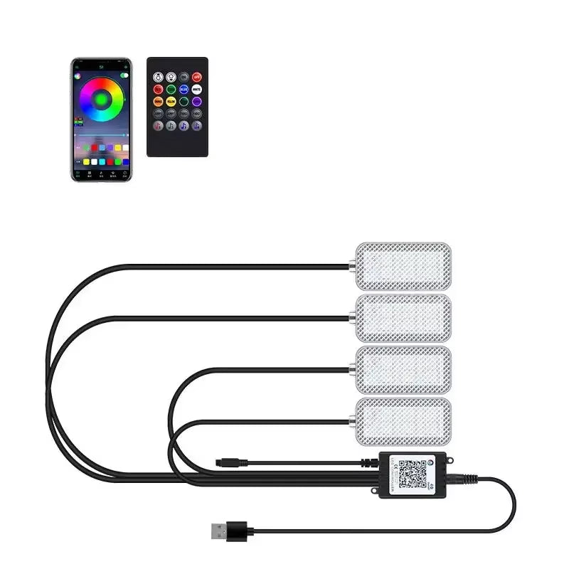 Car Foot Ambient Light RGB Led Lamp Usb for Seat Ibiza 6L 6L1 6J 6P 6P1 6J1 6P5 6J8 6P8 Wireless Remote APP Control Accessories